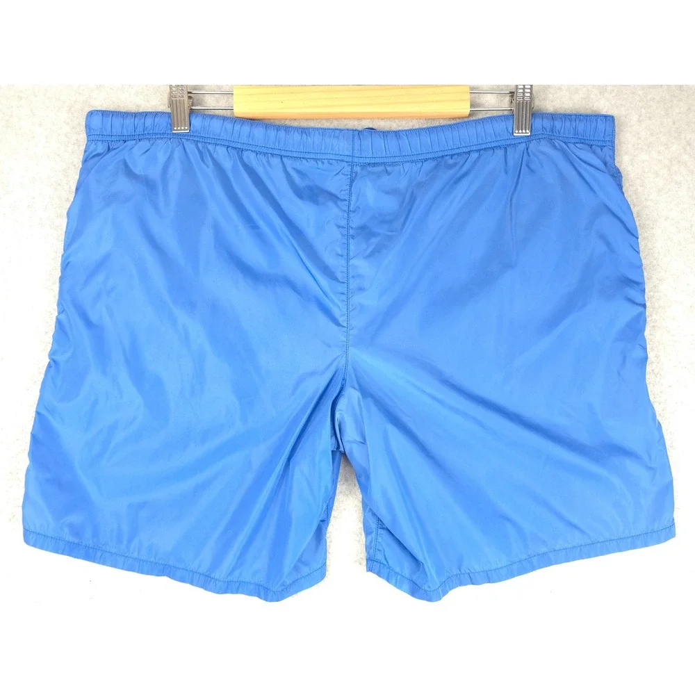 Prada Mens‎ Blue Nylon Swim Shorts Trunks Size 56 IT Logo Drawstring